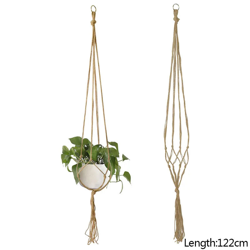 Macrame Plant Hanger – Handmade Hanging Rope Basket for Flower Pots