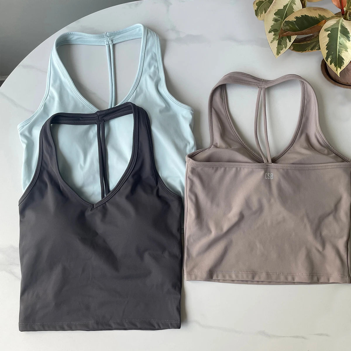 CSB backless halter neck vest & Scrunch Shorts   Gym Vest woman  Cropped Top Yoga Tank Top Self-Padded High Stretch Top