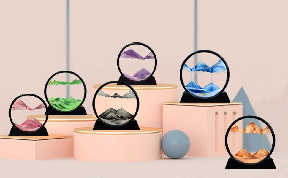 3D Moving Sand Art Picture – Round Glass Decor