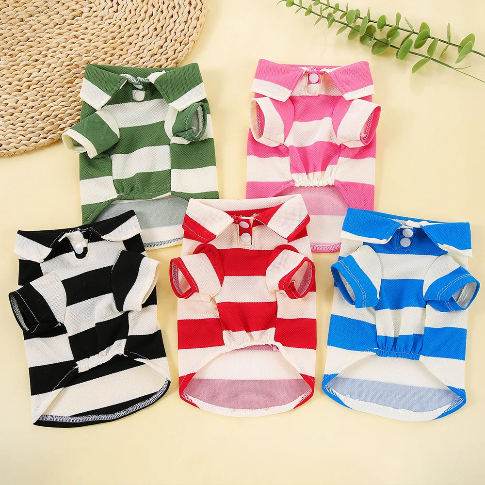 Dog Polo Shirt Summer Pet T-Shirt Casual Clothes for Small Large Dogs & Cats