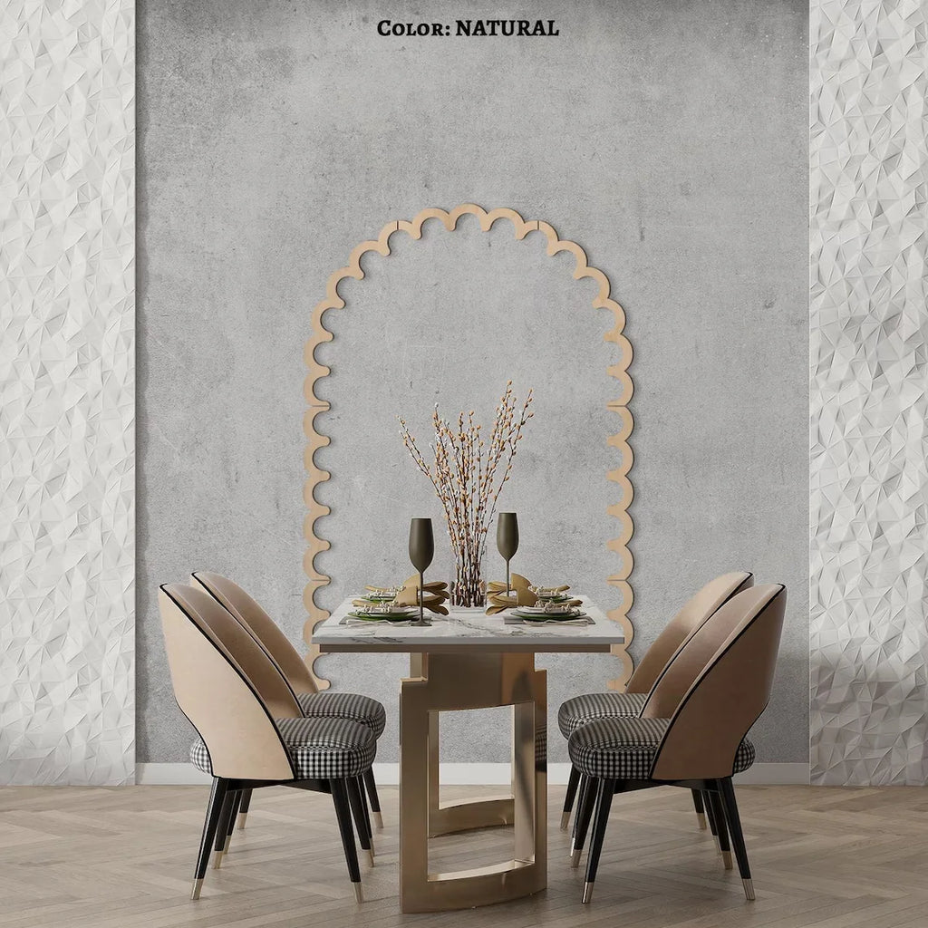 Modern Wooden Wall Arch Decor – Scalloped DIY Wall Panel Accent Rustic & Boho Style