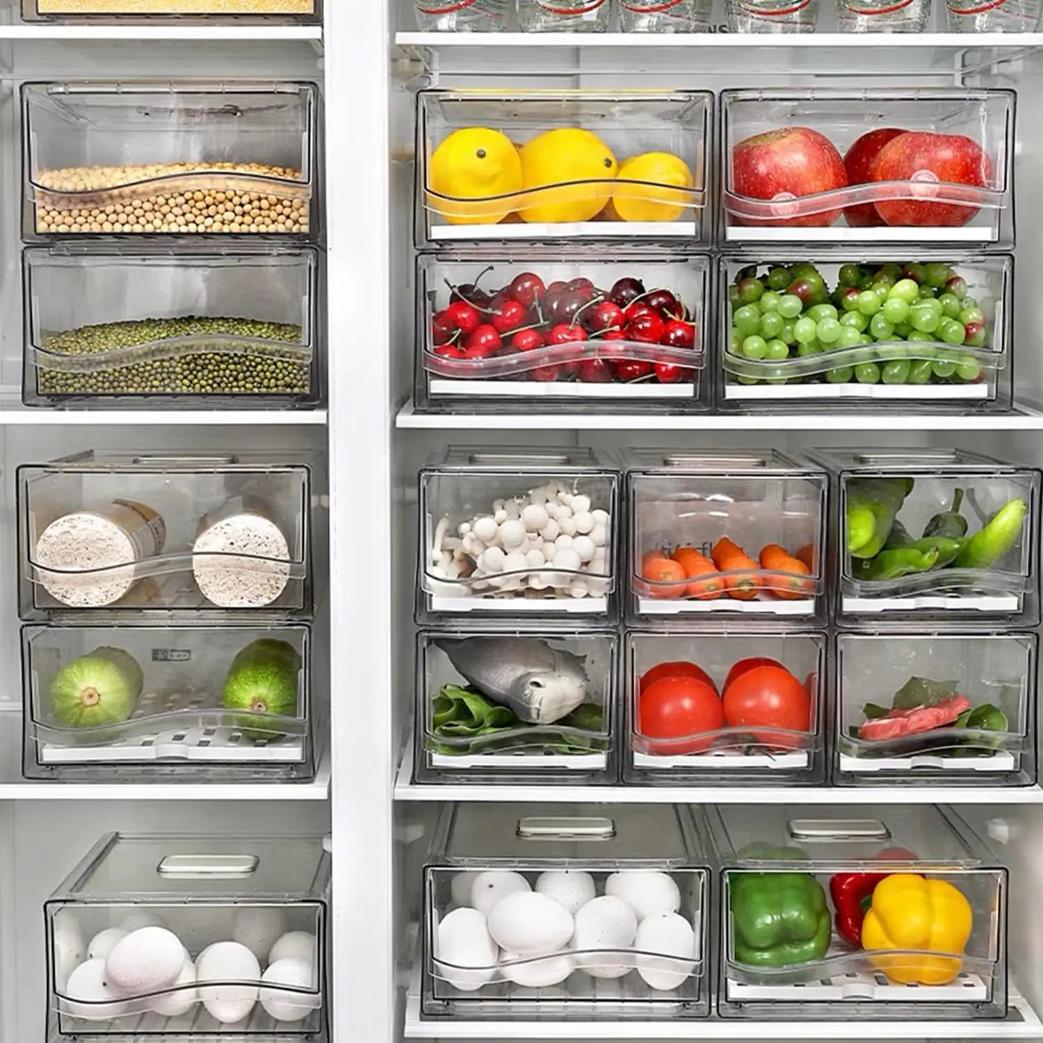 Stackable Fridge Organizer Bins – Reusable Refrigerator Storage Containers