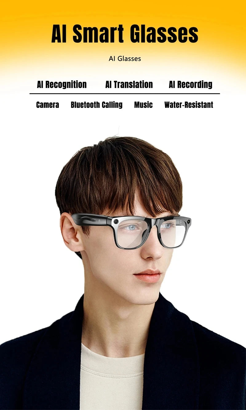 Lenovo 4K HD AI Smart Glasses Photochromic Multifunction Bluetooth Calling Voice Assistant Music Player Translate Camera Glasses