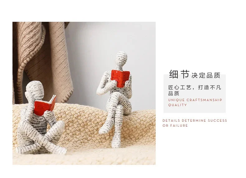 Resin Abstract Figurines – Modern Desk & Bookshelf Art Decor for Home & Office