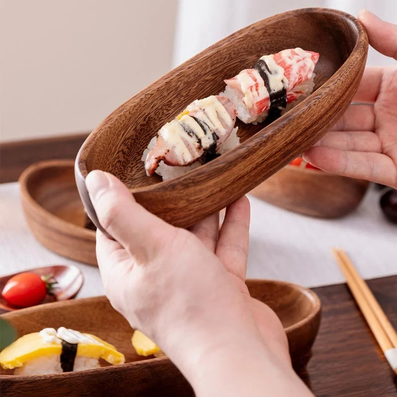 Square Solid Wood Bowl Fruit Salad Snack Dessert Serving Bowl Natural Wooden Tableware