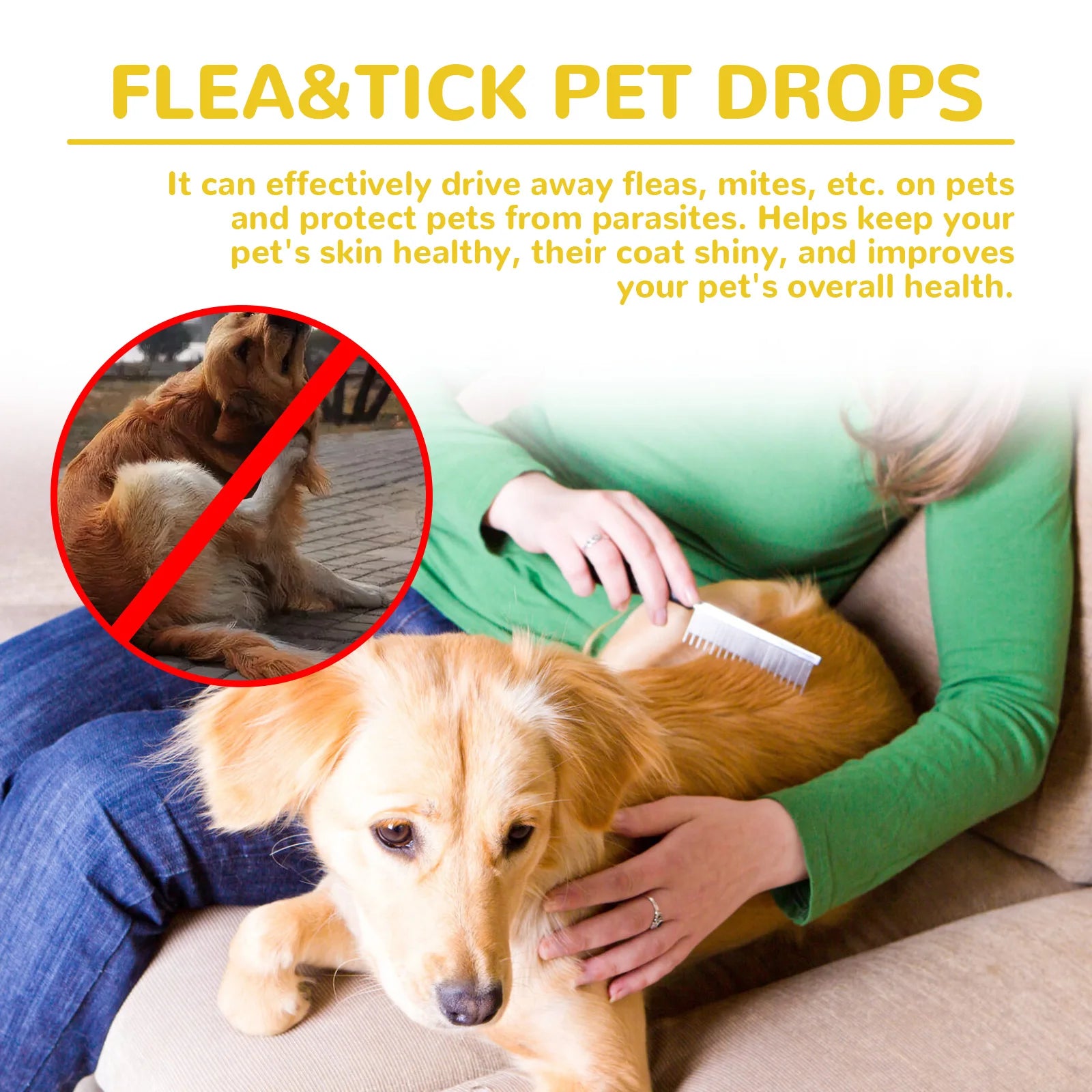 YEGBONG Pet Flea Tick Prevention Drops Fast Acting Waterproof Formula for Dogs and Cats with Sensitive Skin Vet Recommended
