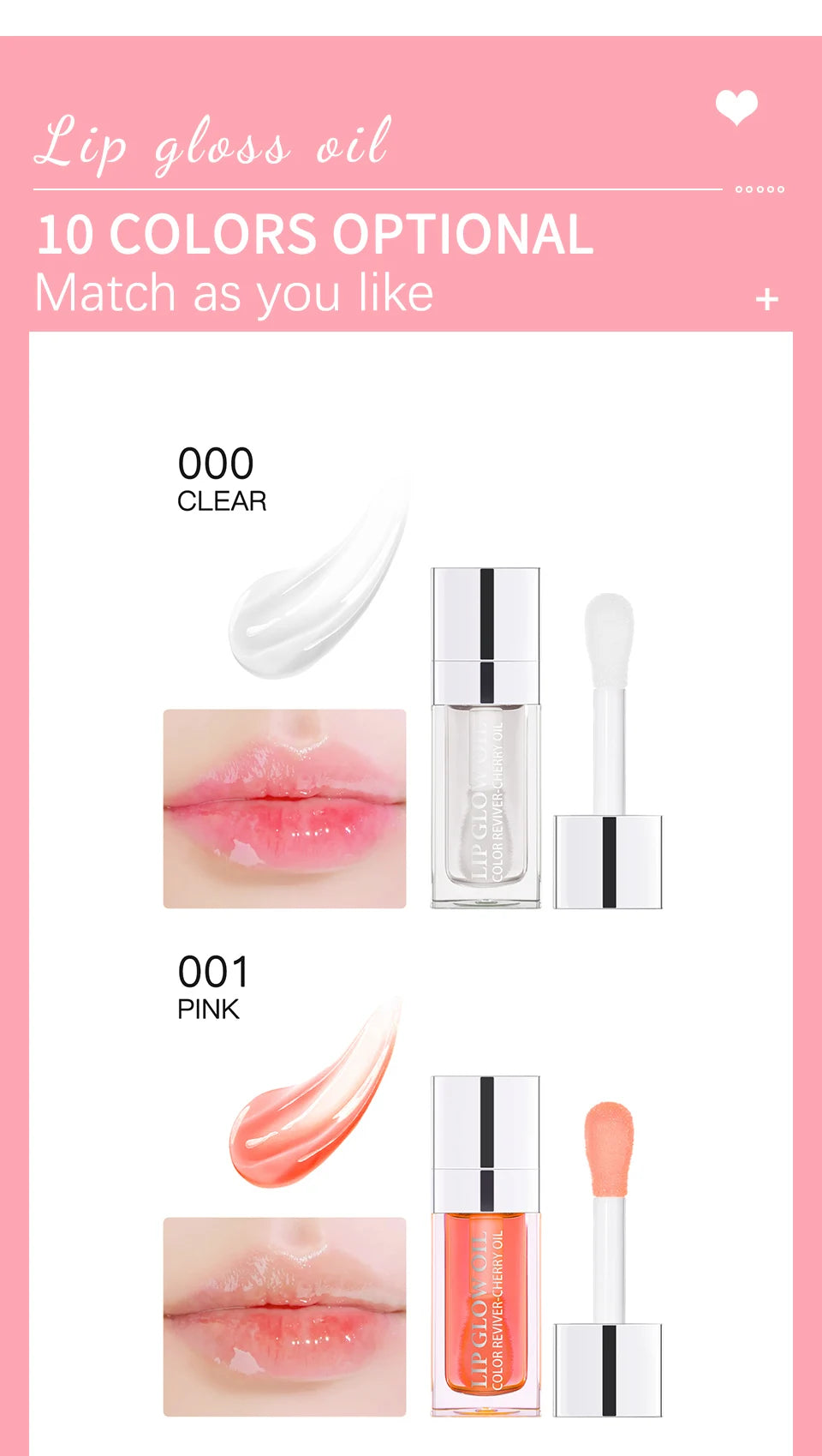 Hydrating Pink Lip Oil Gloss – Moisturising & Plumping Lip Treatment Soft & Nourished Lips