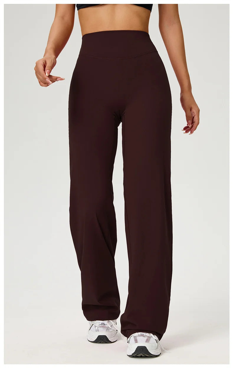 TRY TO BN Women's High Waisted Straight Leg Yoga Pants Gym Leggings Naked Feel Buttery Soft Breathable Running Workout Trousers