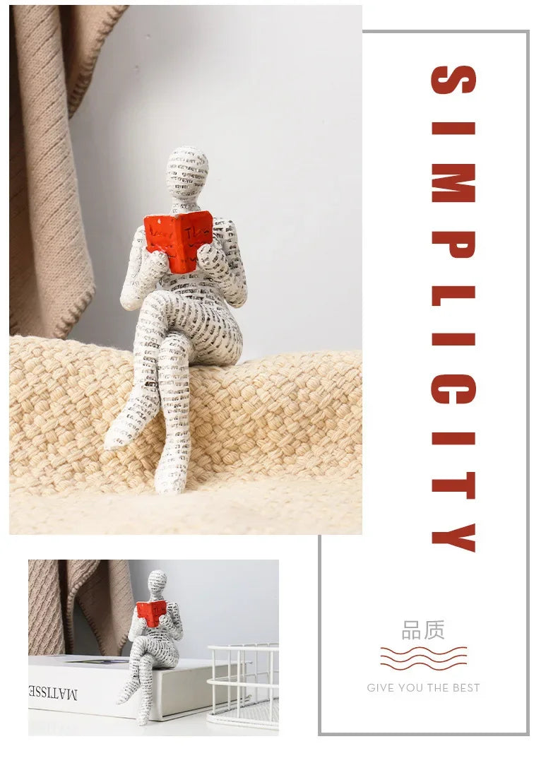 Resin Abstract Figurines – Modern Desk & Bookshelf Art Decor for Home & Office