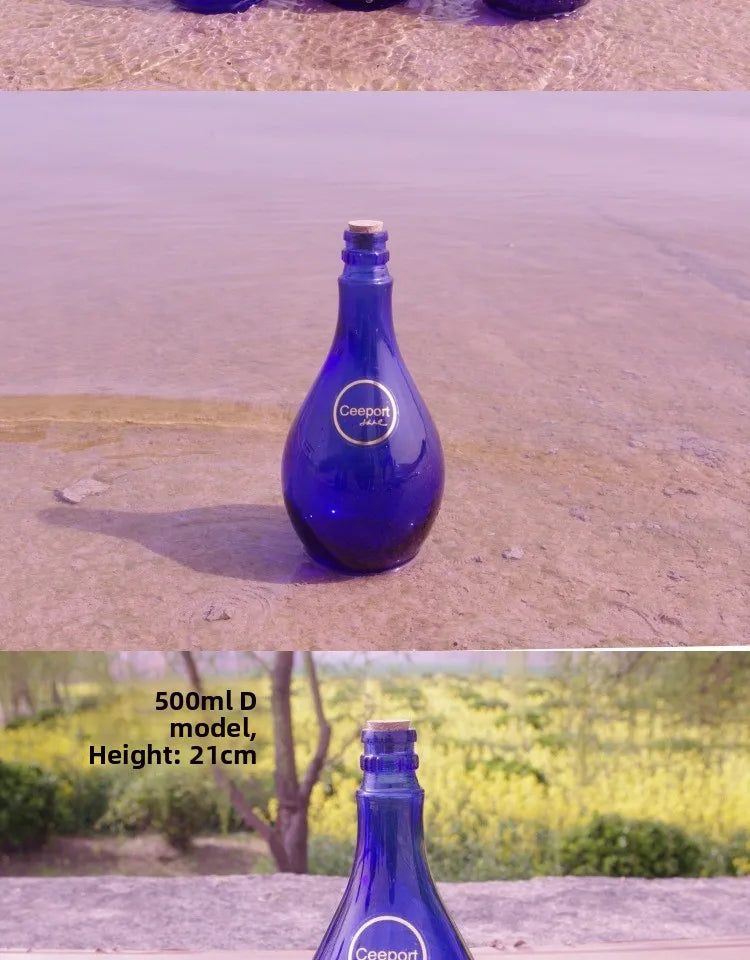 Blue Sun Water Bottle Large Capacity Cleaning Tool Zero Limit Energy Bottle Crystal Glass round Shape Insulated Beverage Cup