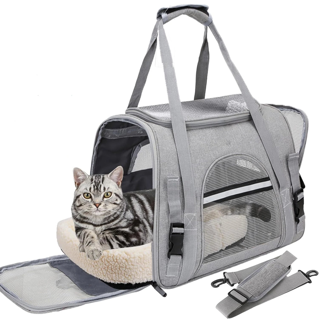 Airline Approved Pet Carrier Bag Soft Cat & Dog Travel Carrier with Mat Portable Pet Travel Bag for Pets up to 20LBS