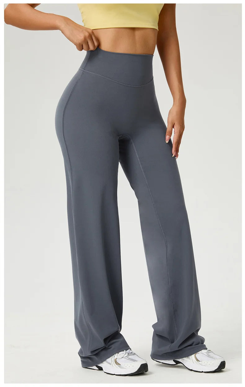 TRY TO BN Women's High Waisted Straight Leg Yoga Pants Gym Leggings Naked Feel Buttery Soft Breathable Running Workout Trousers