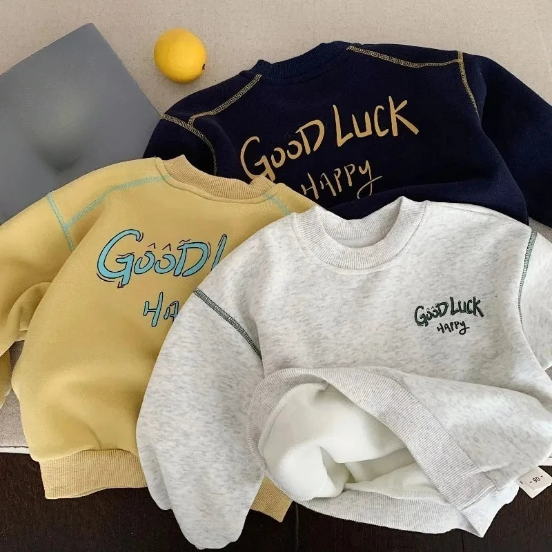 Children Sweatshirt 2025 Spring Autumn Boys Letter Printed Tops Toddler Kids Pullovers Casual Baby Hoodies