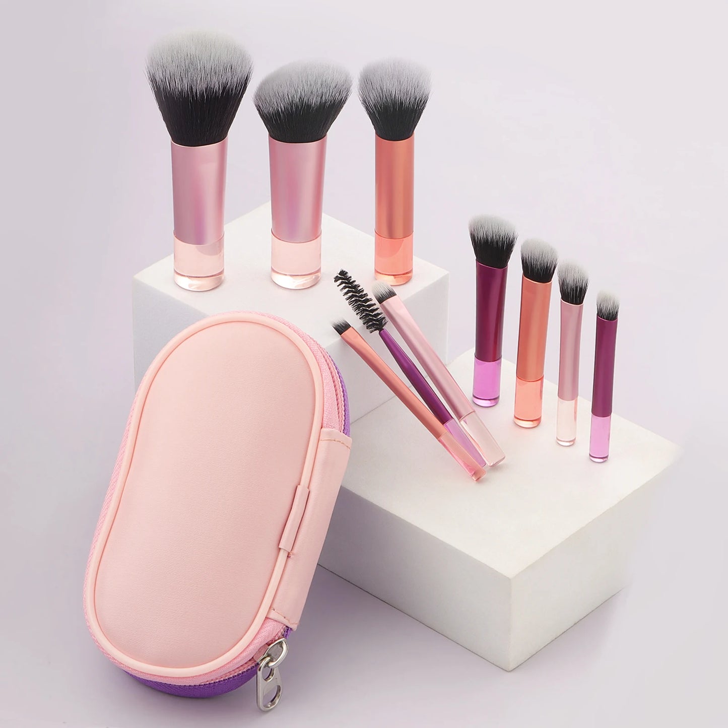 10-Piece Mini Makeup Brush Set with Travel Bag