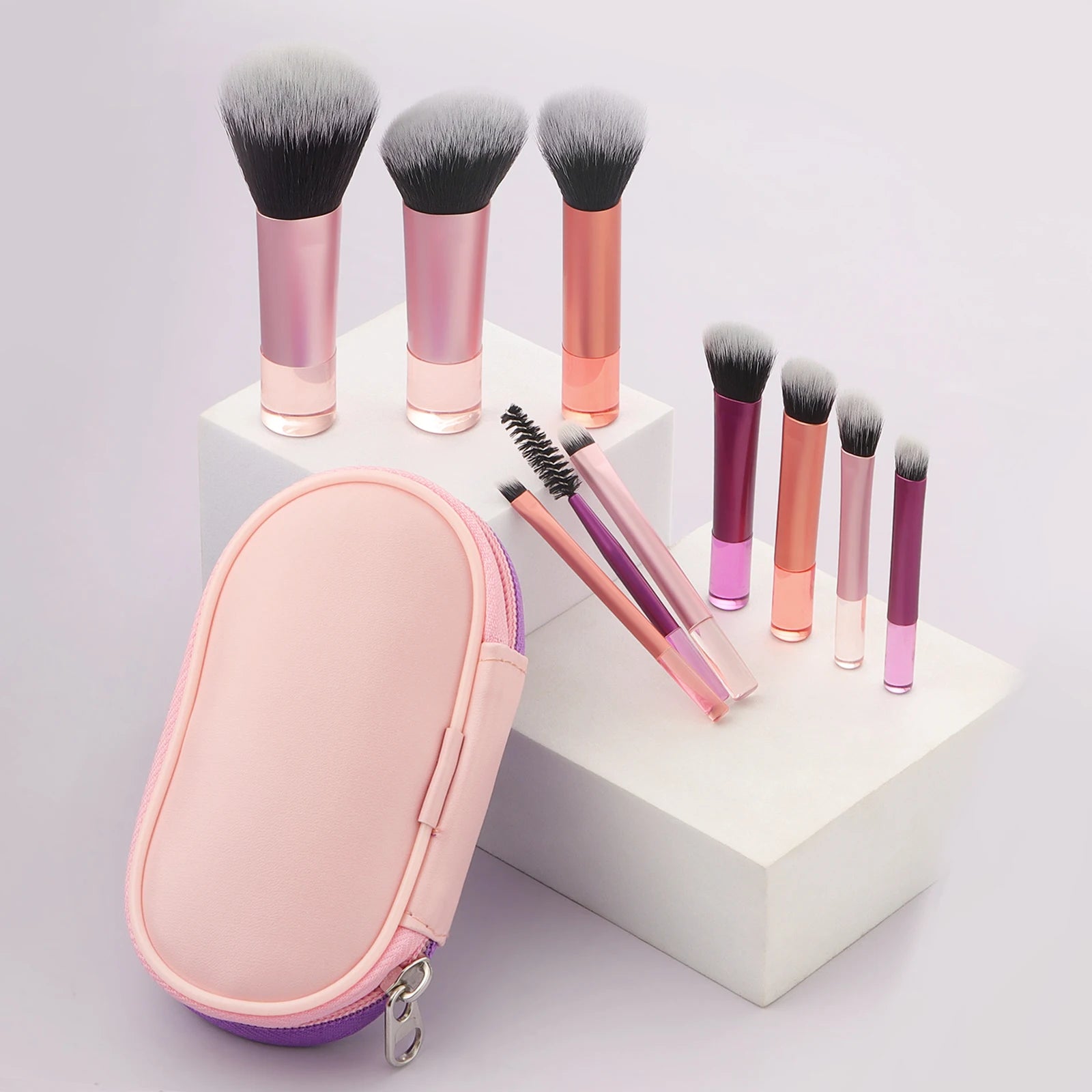 10-Piece Mini Makeup Brush Set with Travel Bag