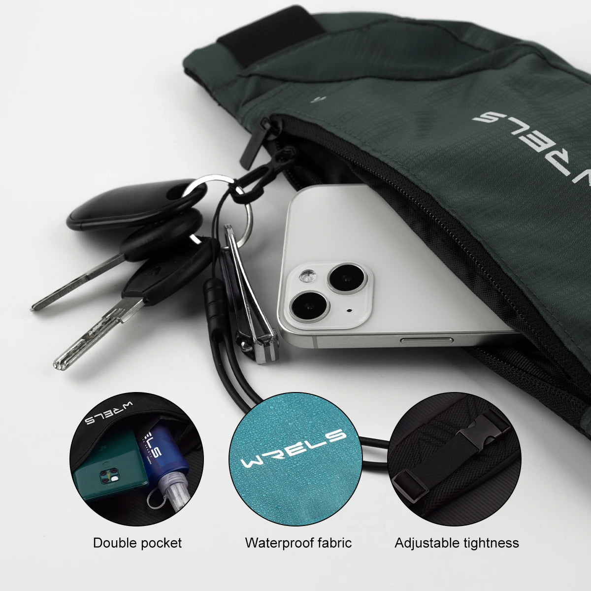 WRELS Waist Bag Running Bag Outdoor Sport Waterproof Sports Fanny Pack Mobile Phone Case Gym Jogging Portable Run Pouch Belt Bag