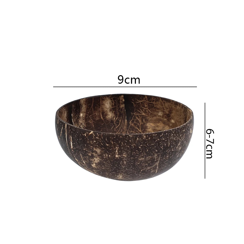 12-15cm Natural Coconut Bowl Serving Dishes Fruit Salad Wooden Reusable Utensils Polished Coconut Shell Bowls Breakfast Party