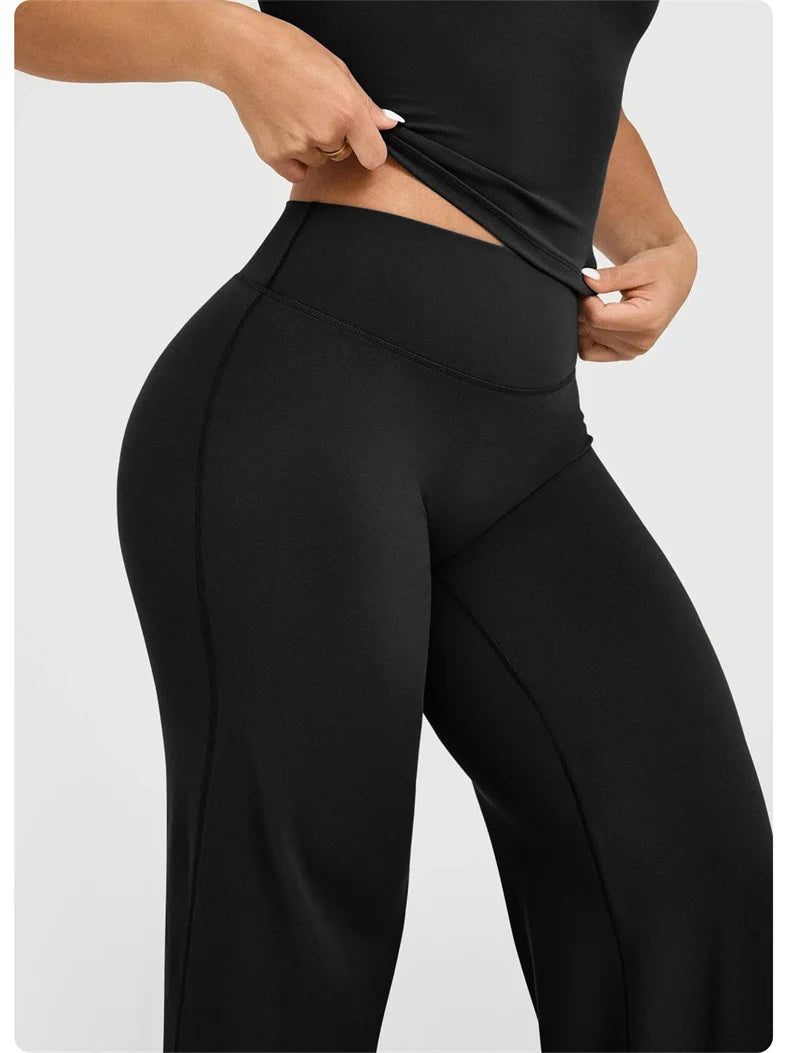 High-Waisted Wide-Leg Yoga Leggings for Women – Stretch Gym & Workout Pants