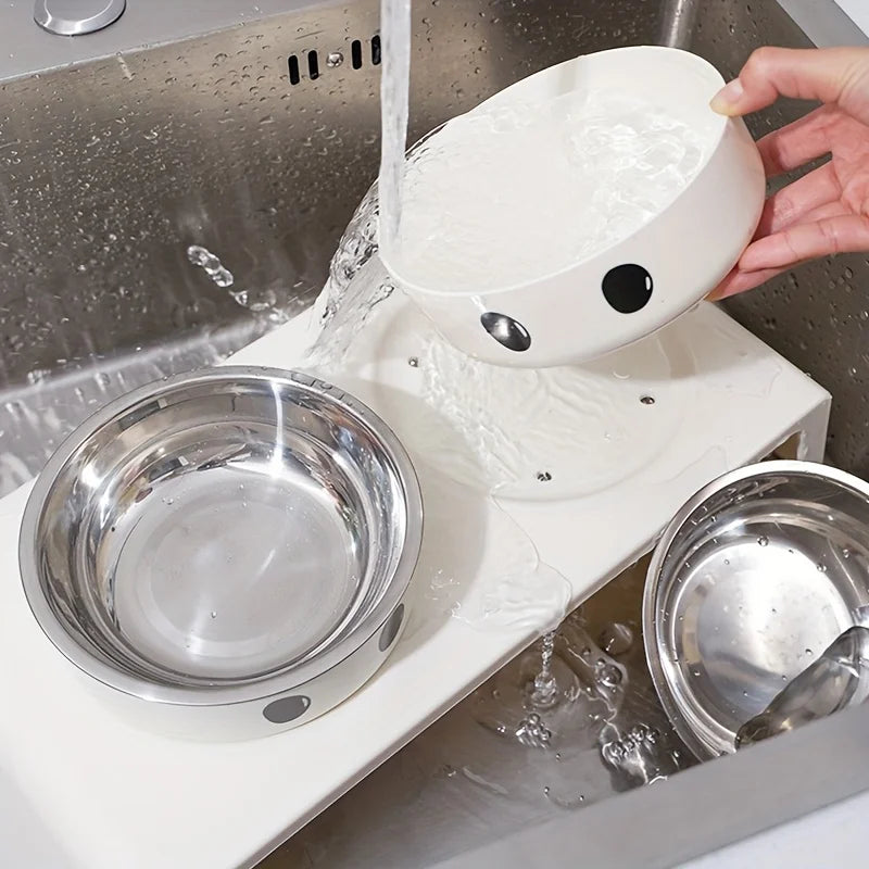 Elevated Pet Feeder – Double Stainless Steel Bowls with Raised Stand for Dogs & Cats