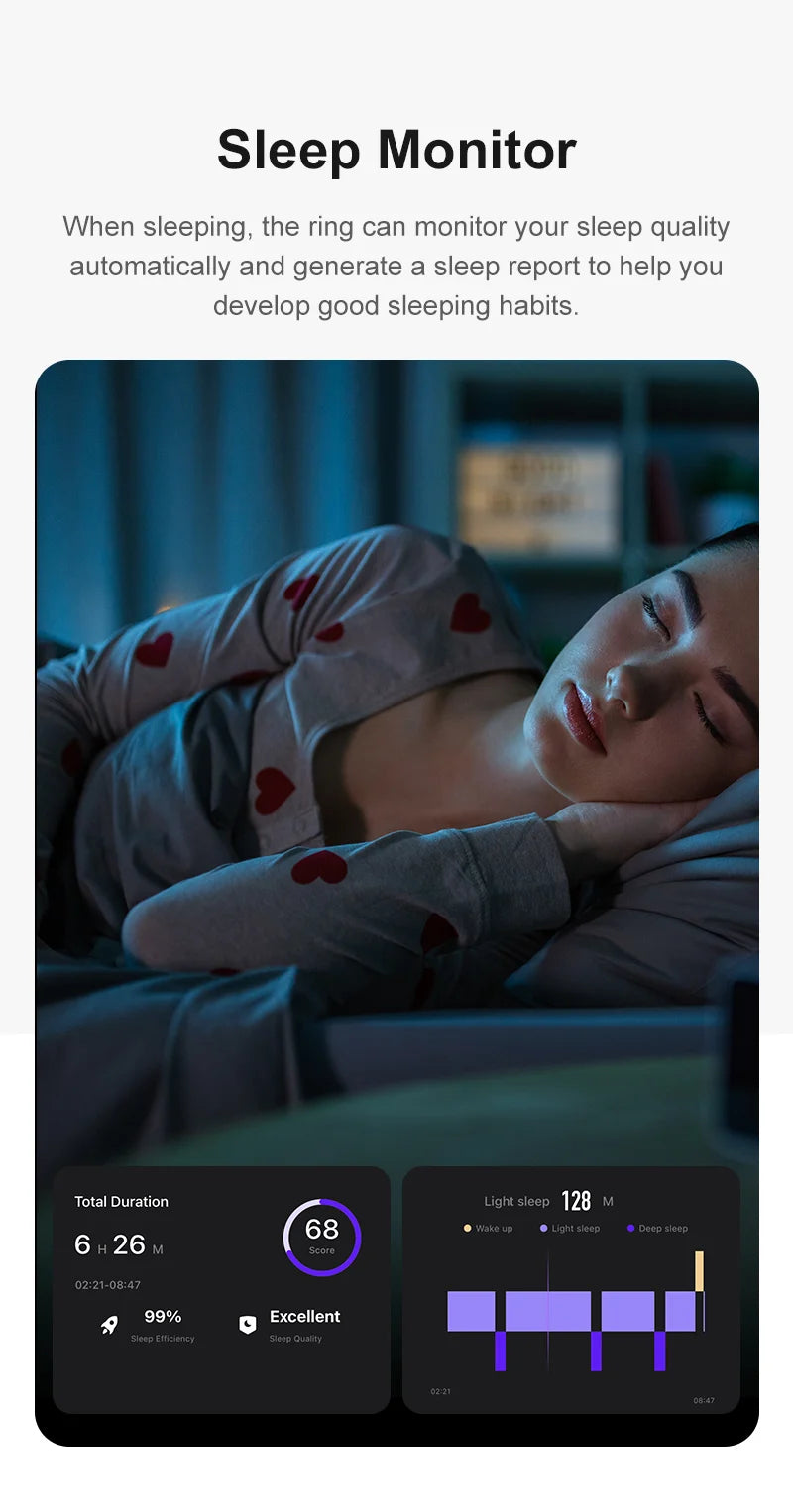 Smart Health Tracking Ring with Charging Case