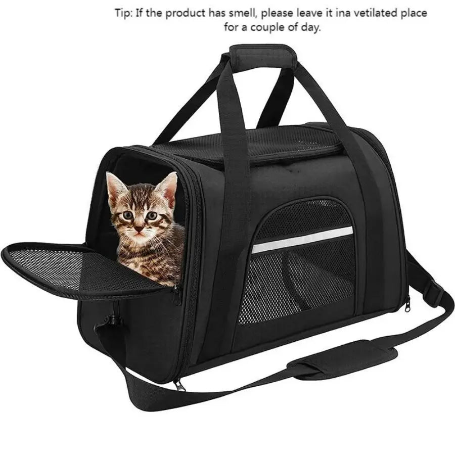 Airline Approved Pet Carrier Bag Soft Cat & Dog Travel Carrier with Mat Portable Pet Travel Bag for Pets up to 20LBS