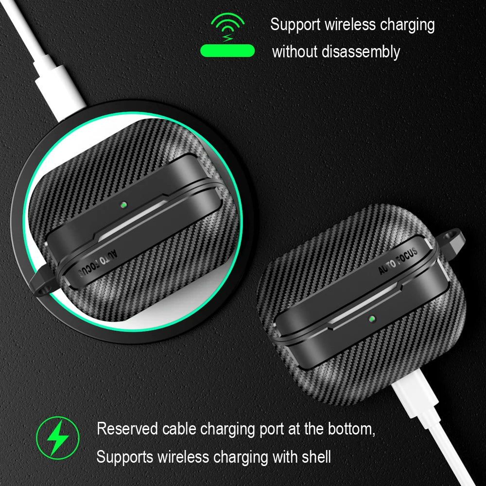 Carbon Fiber Protective Case for Samsung Galaxy Buds3 / Buds 3 Pro with Keyring