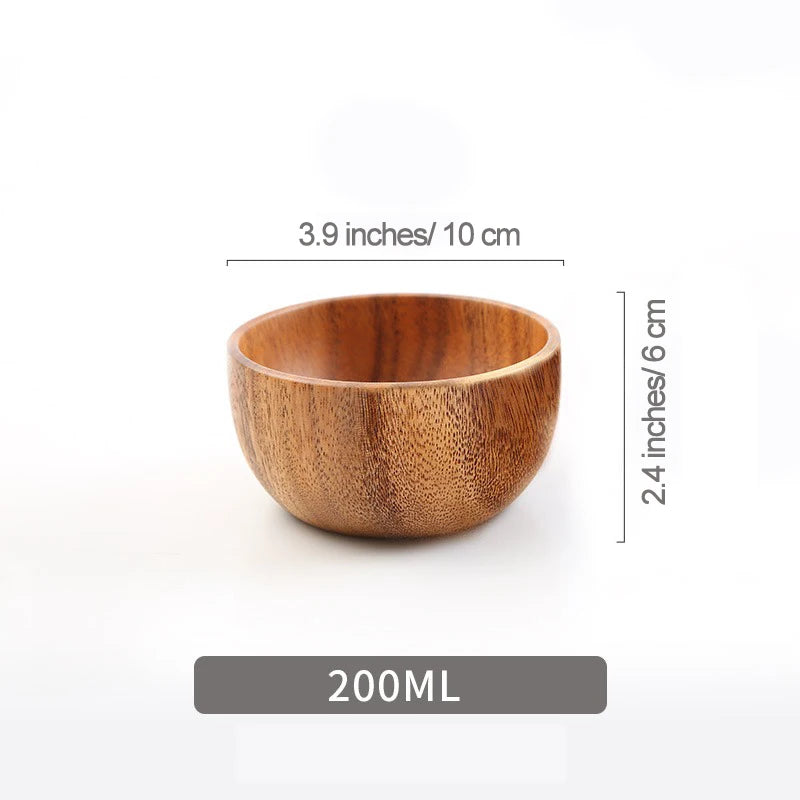 Acacia Wooden Bowl – Japanese Style Rice, Soup & Fruit Salad Bowl