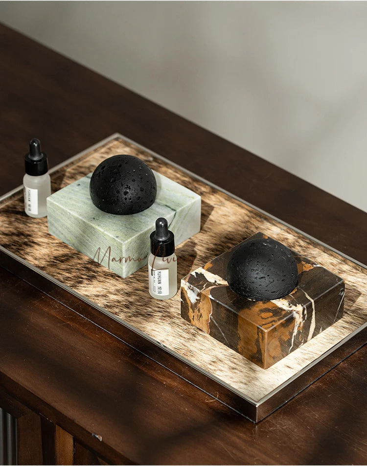 Black Lava Rock Stone Diffuser with Marble Base, Luxury Essential Oil Diffusers for Home Offices Yoga Sauna SPA
