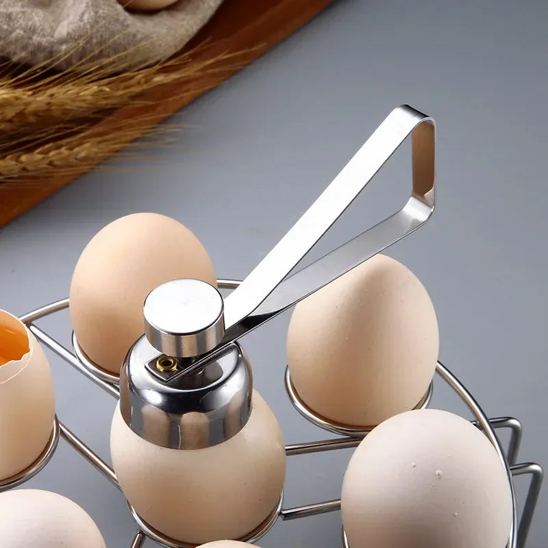 Stainless Steel Egg Topper Cutter – Boiled & Raw Egg Opener for Easy Cooking