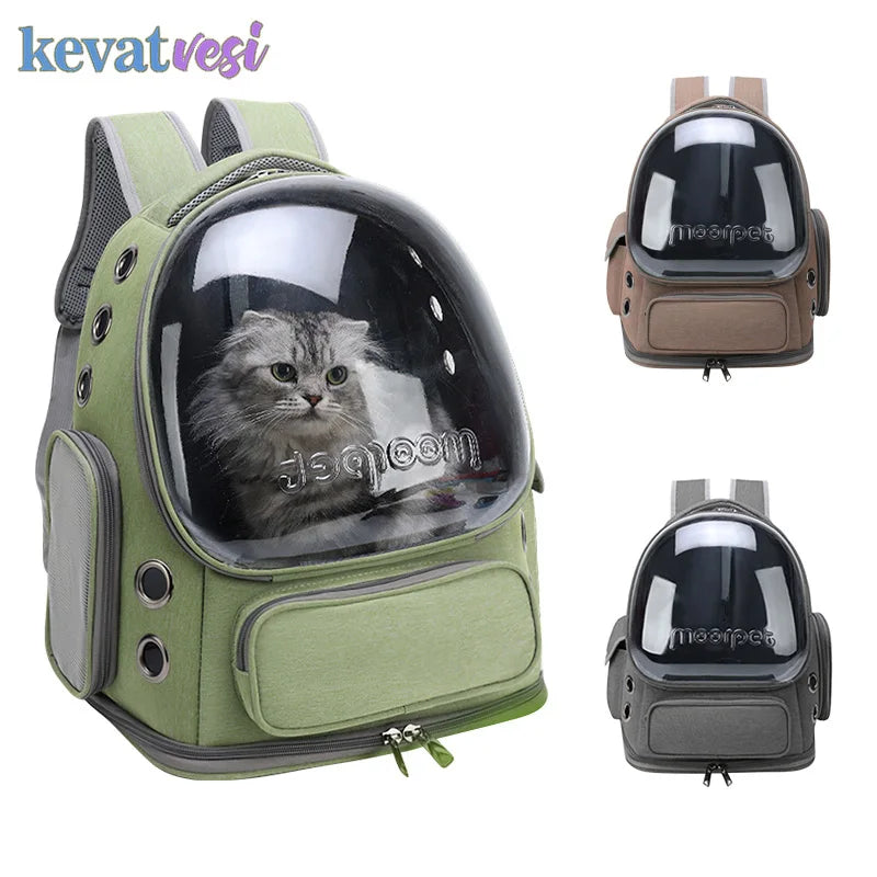 Astronaut Cat Backpack – Transparent Space Capsule Pet Carrier
