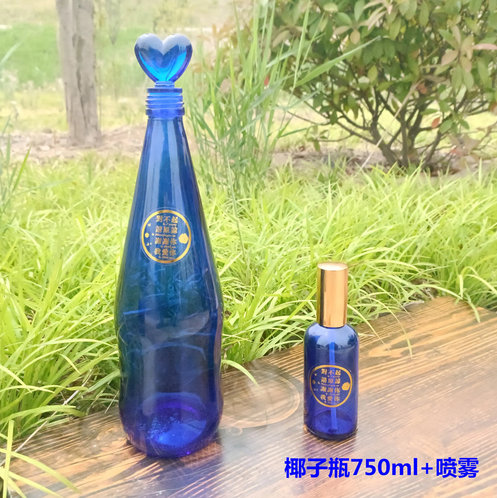 Blue Glass Water Bottle Cleaning Tool Ceeport Zero Limit Awakening Mind Pure Blue Glass Bottle Retro European Style Sealed Jar