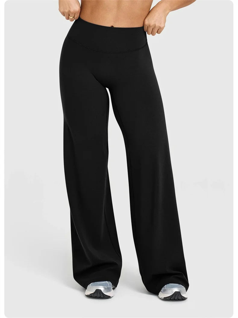 High-Waisted Wide-Leg Yoga Leggings for Women – Stretch Gym & Workout Pants