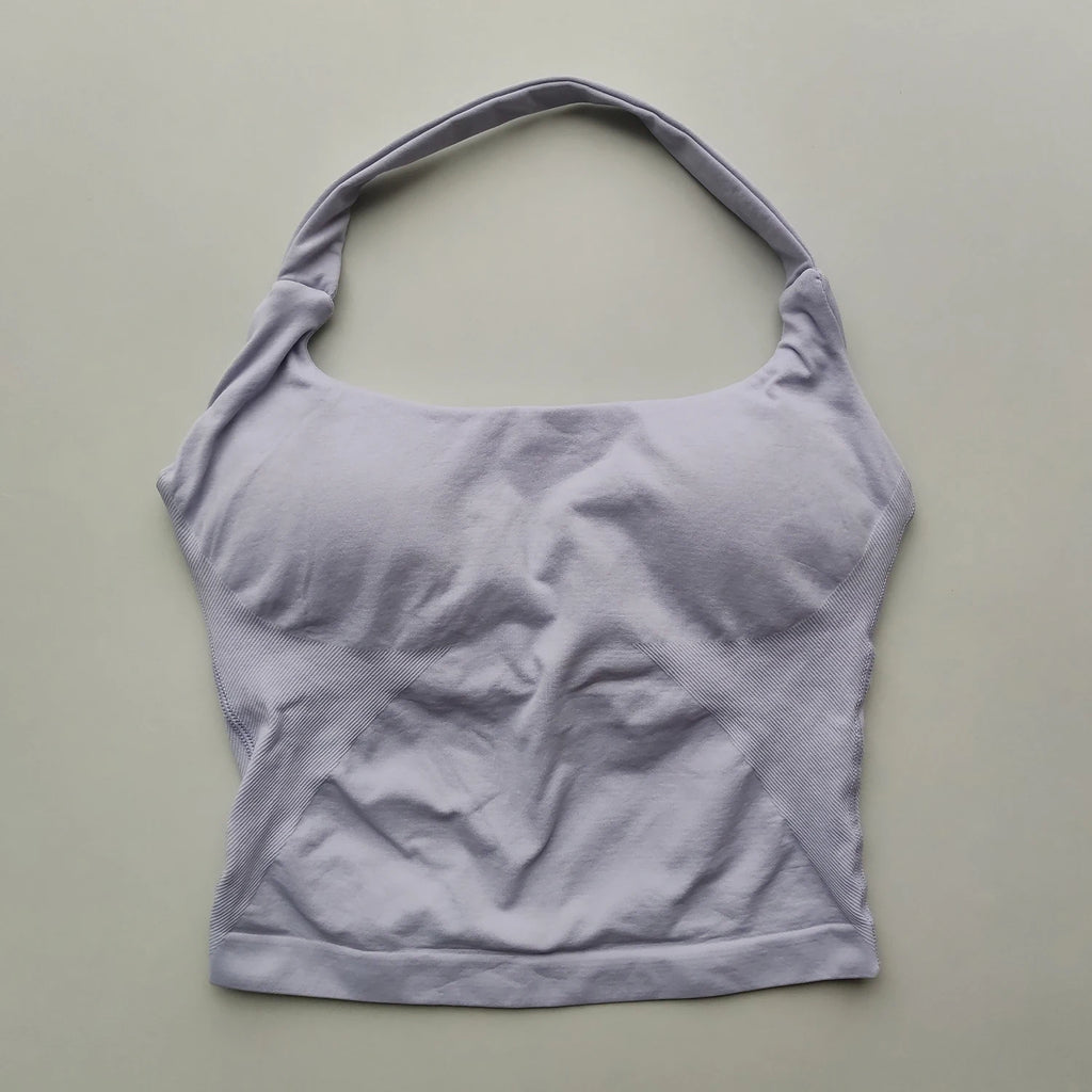 High Impact Halter Neck Push-Up Sports Bra – Backless Yoga & Gym Activewear for Women