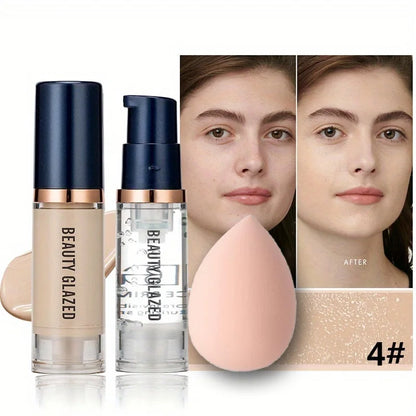 3-Piece Face Makeup Set – Matte Waterproof Liquid Foundation Primer & Makeup Puff