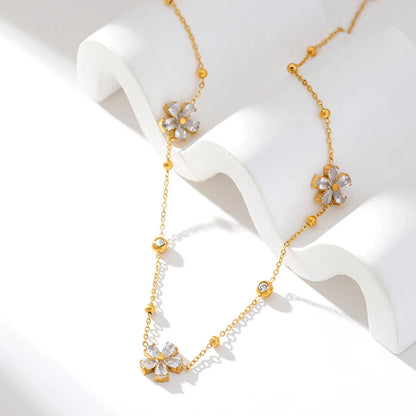 316L Stainless Steel White Zirconia Jewelry Set – Necklace, Bracelet & Earrings for Women