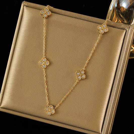 316L Stainless Steel White Zirconia Jewelry Set – Necklace, Bracelet & Earrings for Women