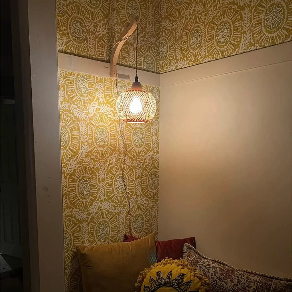 Bamboo Rattan Wall Lamp – Hand Woven Natural Lantern Light Fixture