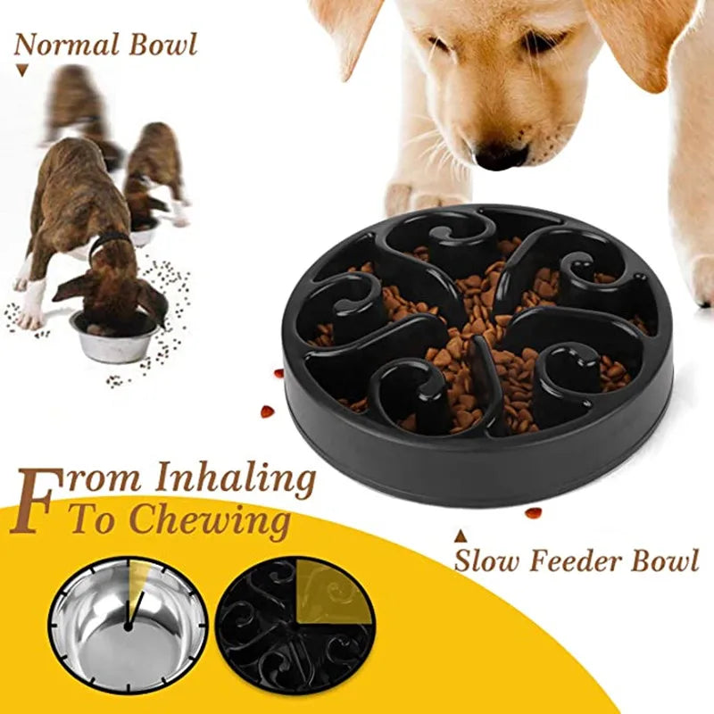 Dog Slow Feeder Bowl – Anti Gulping Non Slip Pet Food Dish