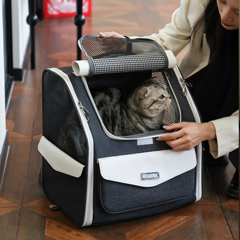 Pet Strollers Portable Hand-held Soft Side Backpack Large Space Breathable Foldable Carrying Bags for Small Cats Dogs Supplies