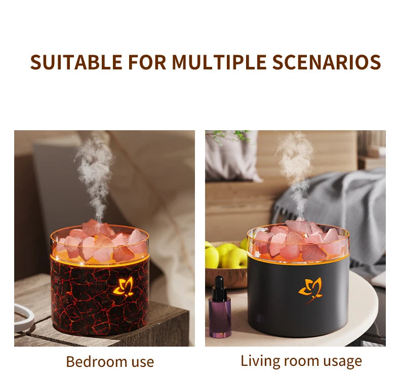 Crystal Salt Stone Aromatherapy Machine Colorful Atmosphere Lamp Atomization Humidification Suitable for Office and Bedroom