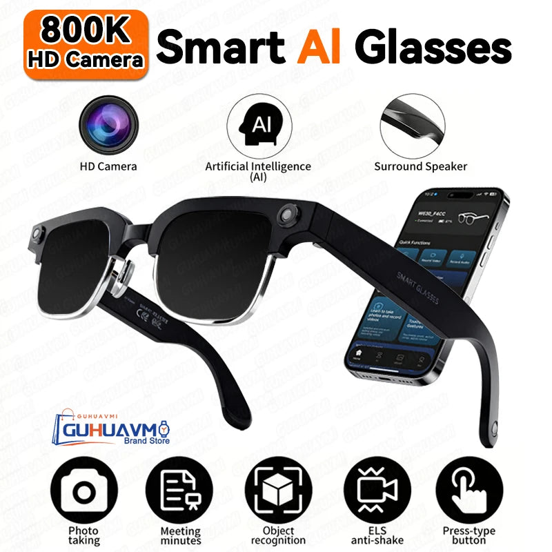 2026New AI Smart Glasses 8 Million HD Pixels Camera Photo Video Recording WIFI Transmission Sunglasses Call Music Play Men Women