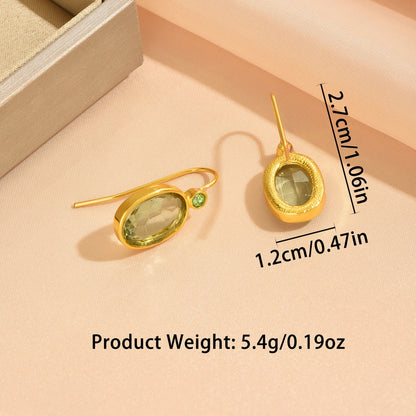 Gold Oval Green Stone Drop Earrings for Women – Stylish Gift & Custom Jewellery