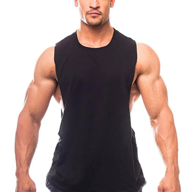 Men’s Gym Tank Top – Dropped Armholes Sleeveless Workout & Fitness Vest for Training & Jogging