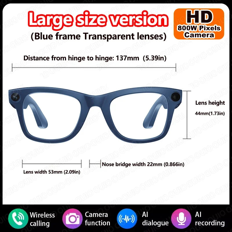 2026 Al Smart Glasses 4K HD Video 800MP Camera WiFi Transfer  Chat GPT VoiceAssistant BT Call with  Charging Case