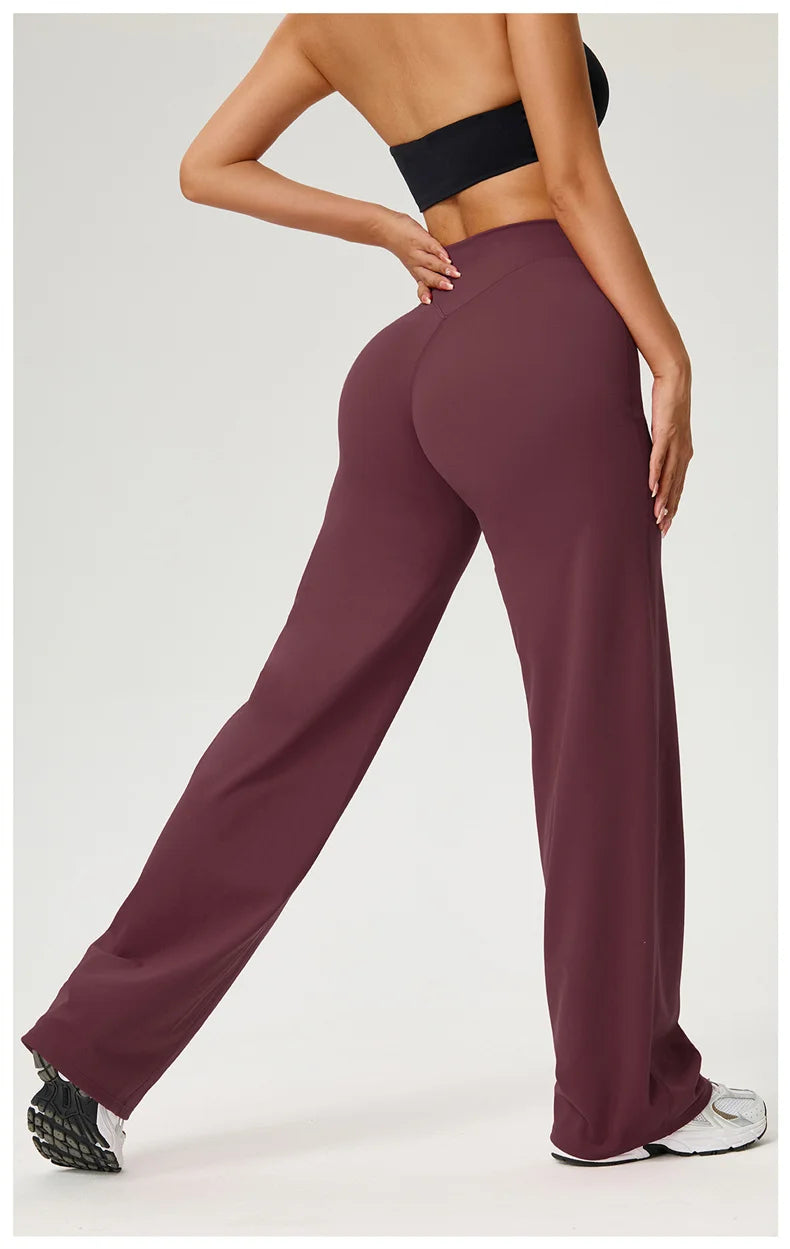 TRY TO BN Women's High Waisted Straight Leg Yoga Pants Gym Leggings Naked Feel Buttery Soft Breathable Running Workout Trousers