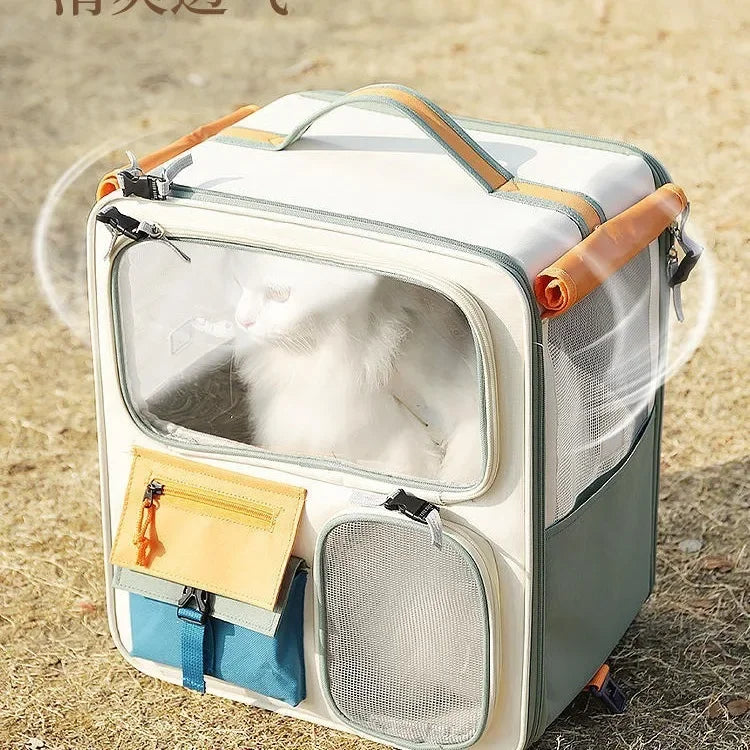 Extra Large Rolling Pet Carrier with Wheels Detachable Foldable Cat & Dog Travel Trolley Bag Portable Pet Transport Case
