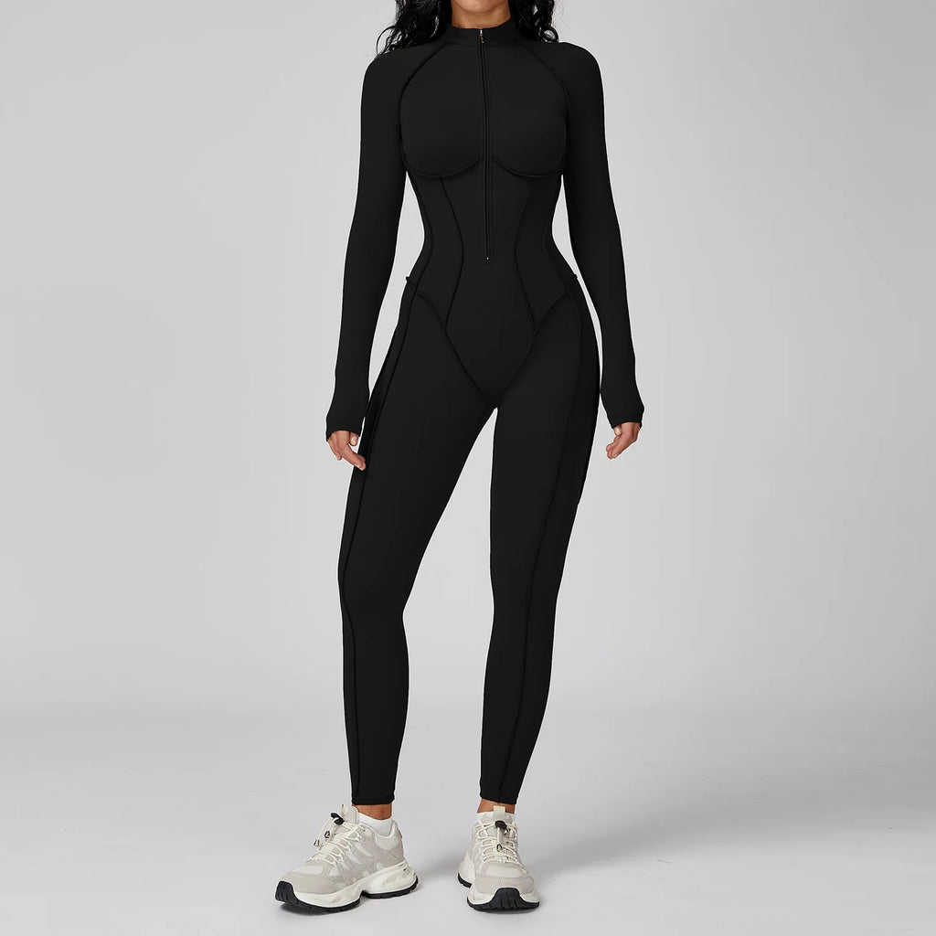 Women's Long Sleeve Yoga Bodysuit – High-Intensity Gym & Fitness Jumpsuit