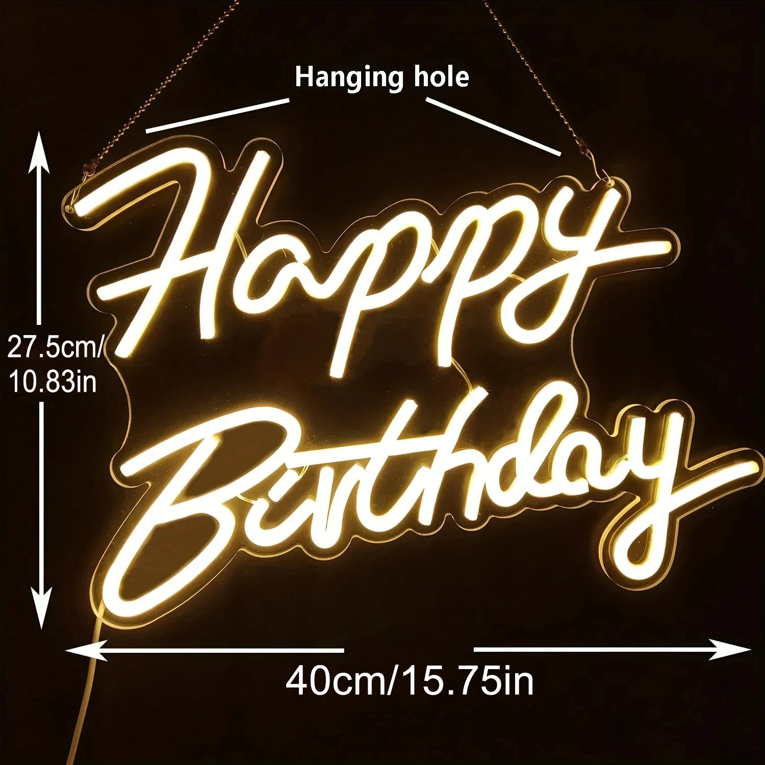 Happy Birthday Neon Sign – Dimmable LED Wall Decor Party Light