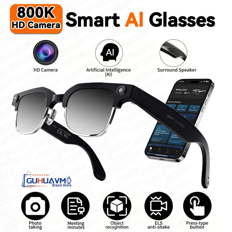 2026New AI Smart Glasses 8 Million HD Pixels Camera Photo Video Recording WIFI Transmission Sunglasses Call Music Play Men Women