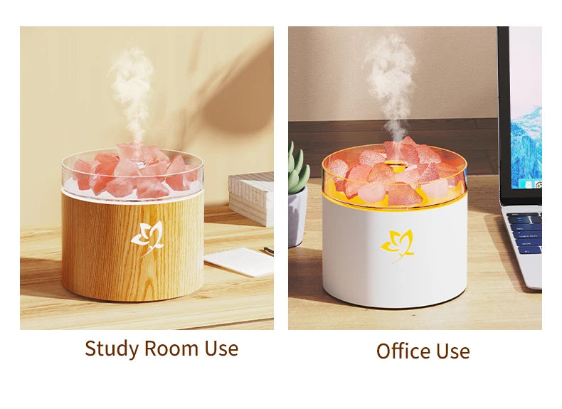 Crystal Salt Stone Aromatherapy Machine Colorful Atmosphere Lamp Atomization Humidification Suitable for Office and Bedroom